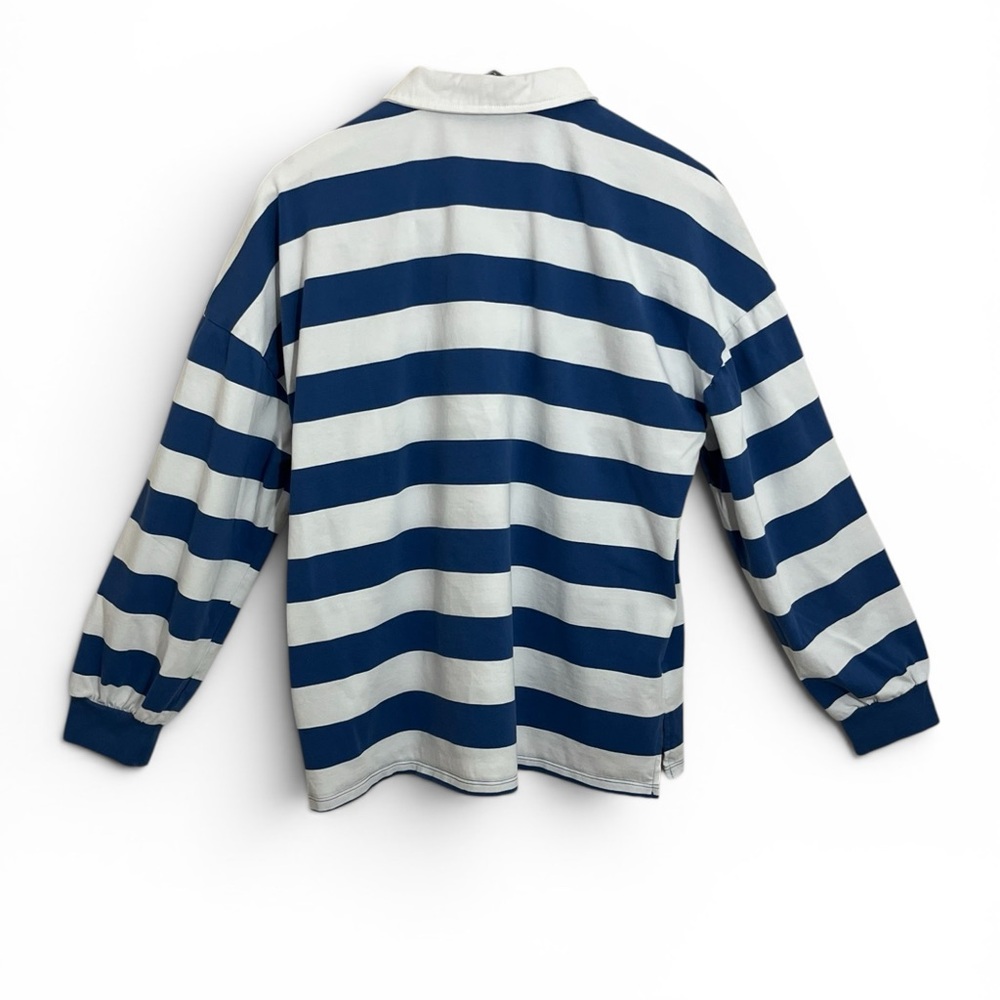 Lovesick Oversized Rugby Polo in Navy & White - Picture 2 of 5